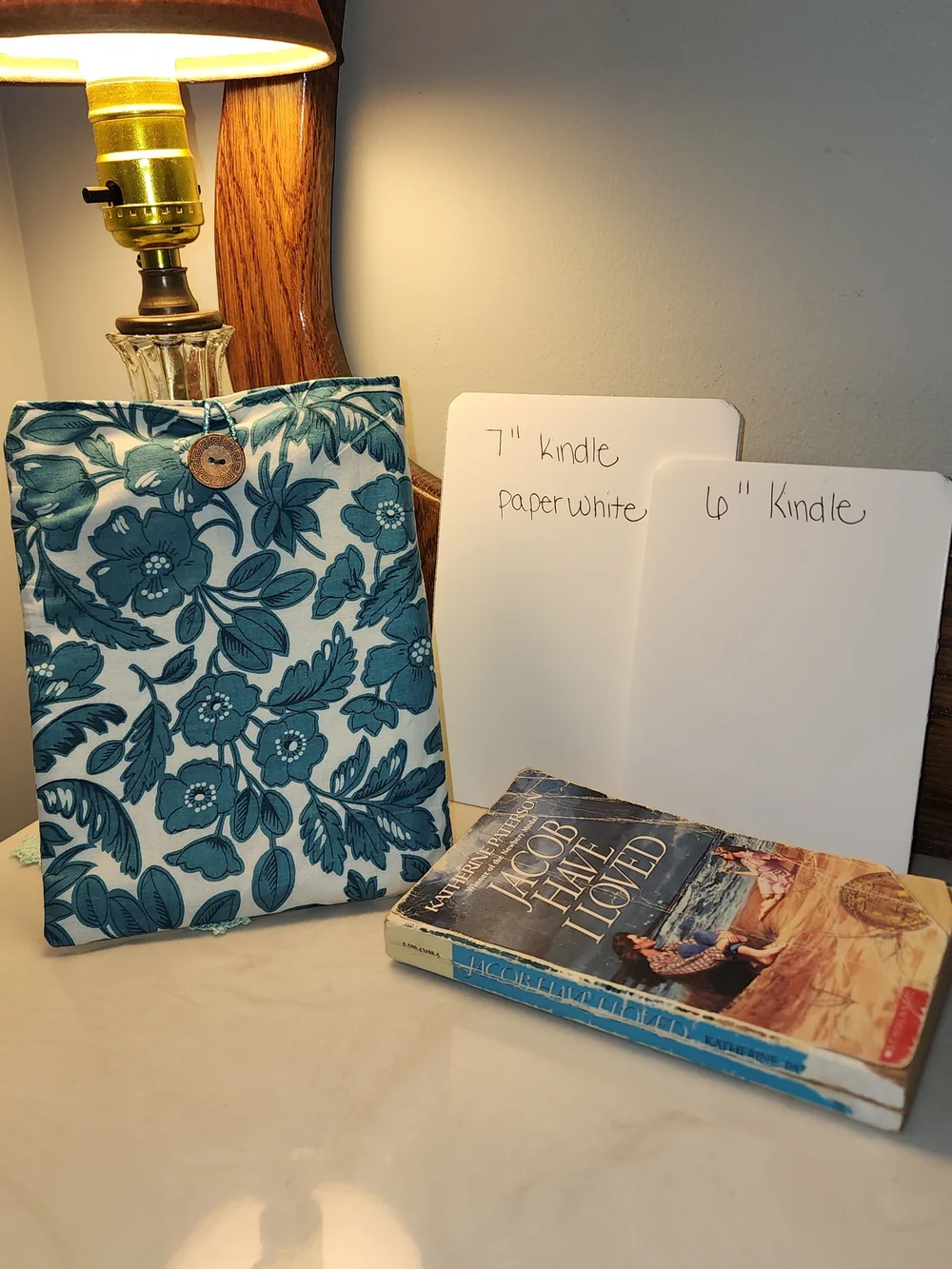 Floral Blue Tablet Sleeve with Button Closure